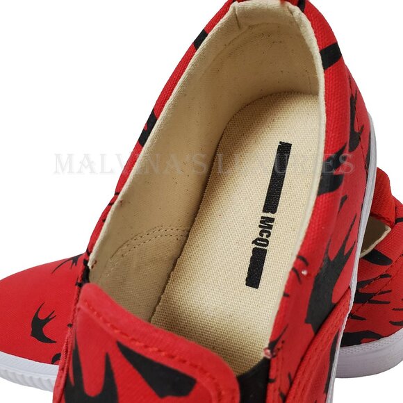 McQ ALEXANDER McQUEEN SNEAKERS SWALLOW LOW TOP RED / BLACK SHOES $235  IT 39 / 9 - Picture 11 of 13